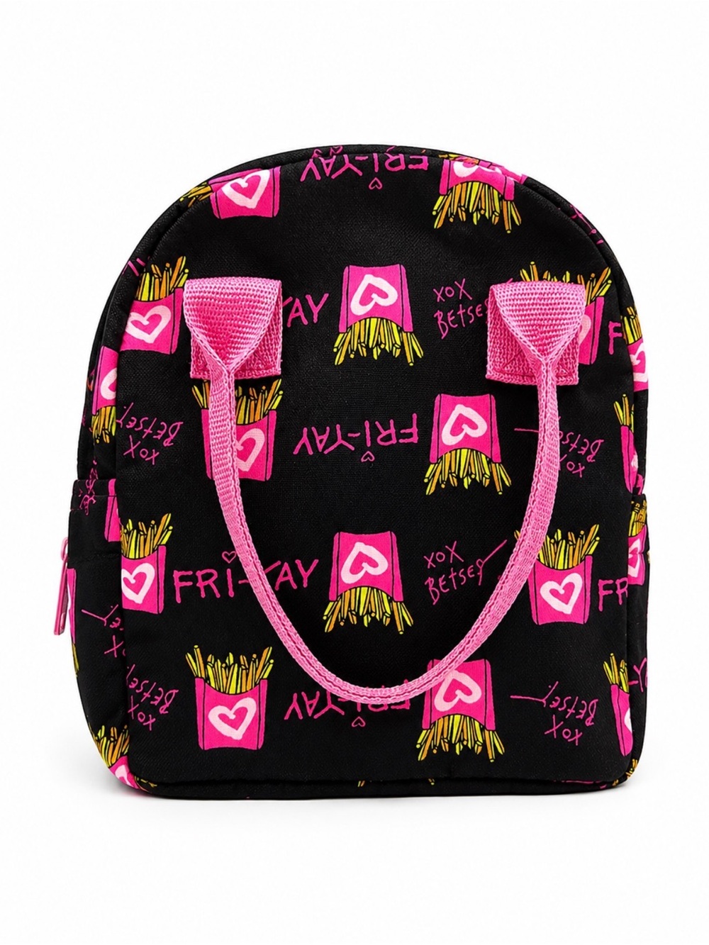 Betsey Johnson Fri-Yay French Fries Insulated Lunch Tote Pink Black